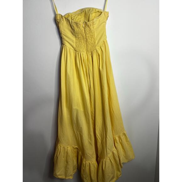 MIKA & GALA Sunday Mornings Ruched Bust Midi Dress Lemon Size Small - Picture 6 of 8